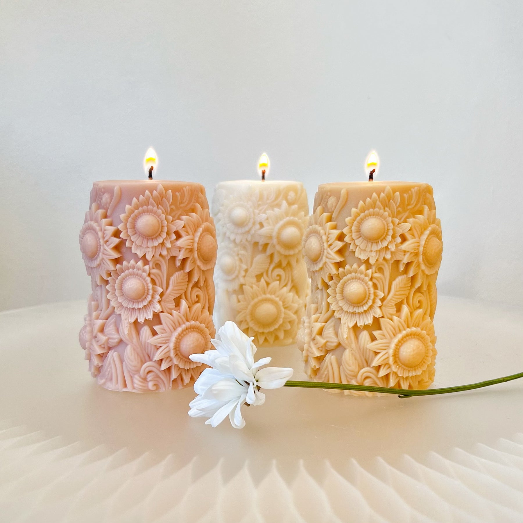 Sunflower Scented Soy Pillar Candle, Home Décor, LMJ Candles