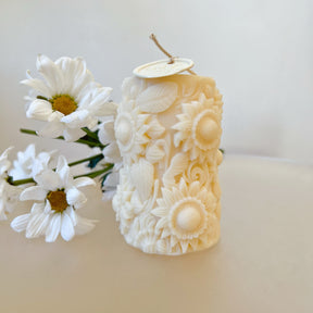 Sunflower Scented Soy Pillar Candle, Home Décor, LMJ Candles