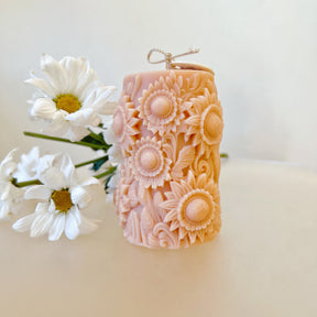 Sunflower Scented Soy Pillar Candle, Home Décor, LMJ Candles