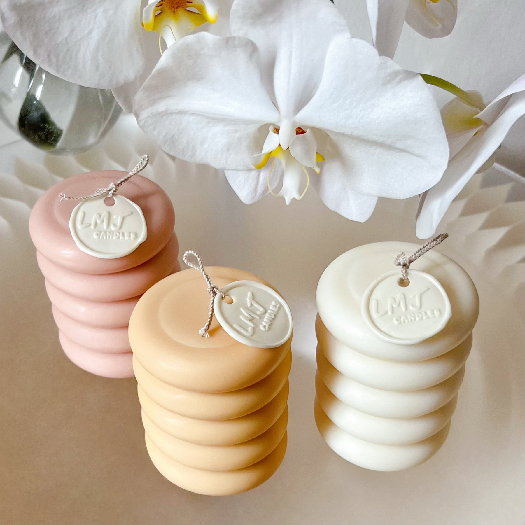 Geometric Cylinder Scented Soy Pillar Candle - LMJ Candles