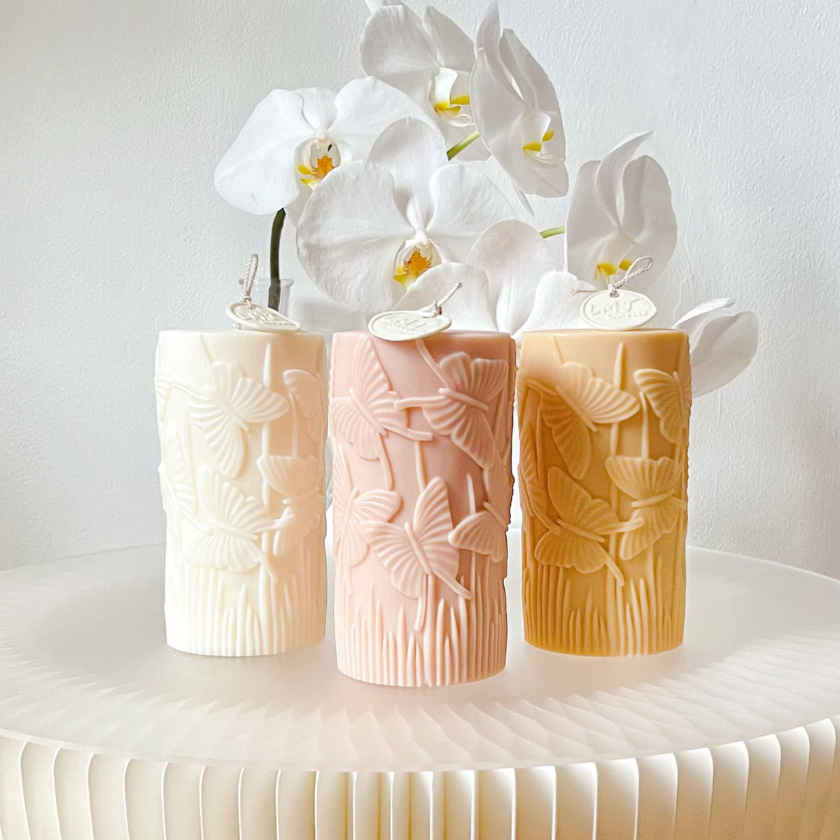 Butterfly Scented Soy Pillar Candle, Mother's Day Gift - LMJ Candles