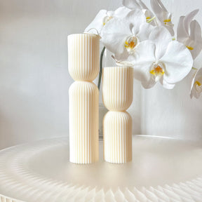 Ribbed Hourglass Scented Soy Pillar Candle Set - LMJ Candles