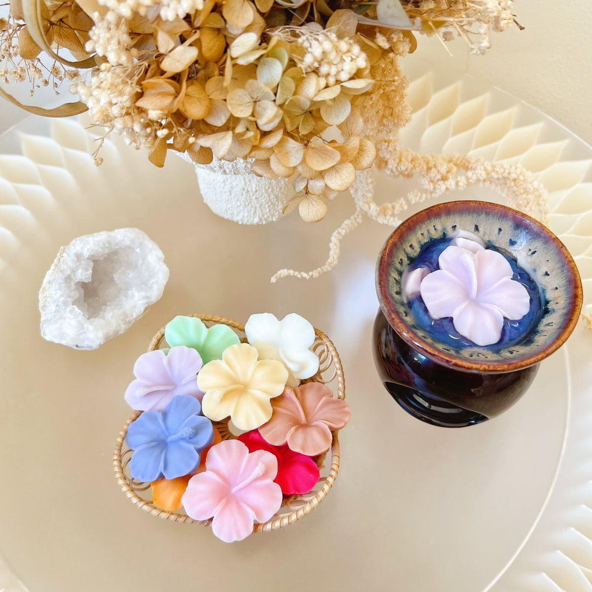 Hibiscus Flower Shaped Soy Wax Melts, Wax Tarts, LMJ Candles