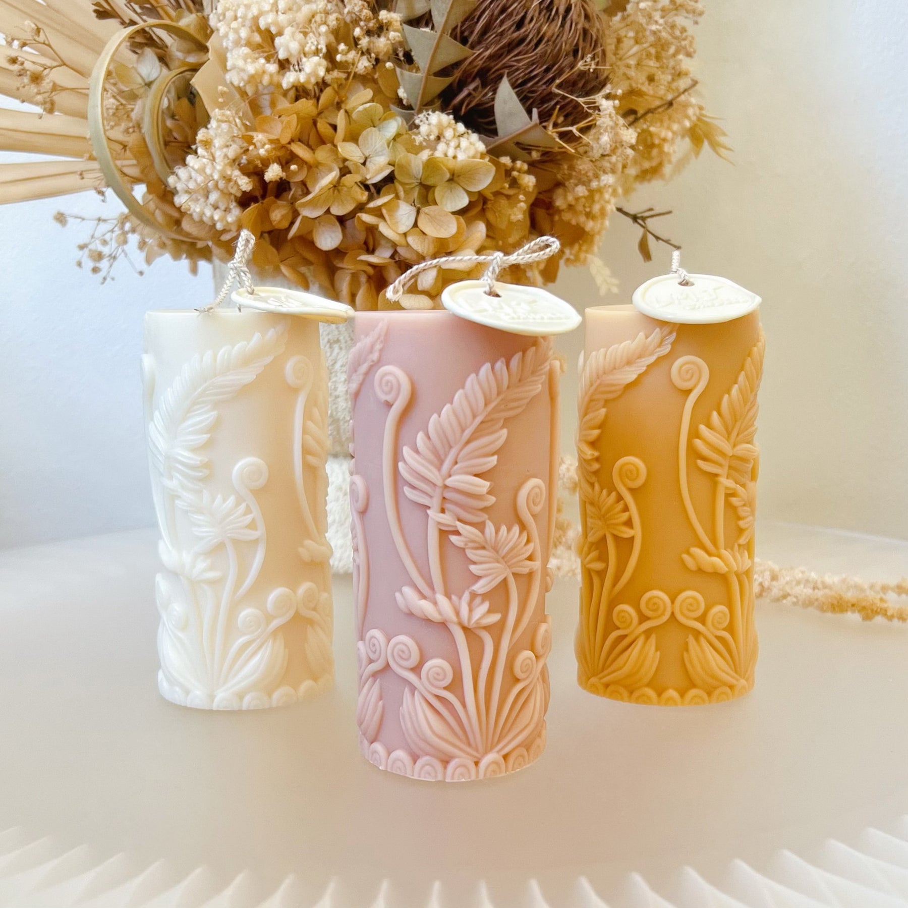 Fern Leaf Scented Soy Pillar Candle, Plant Lover’s Gift, LMJ Candles