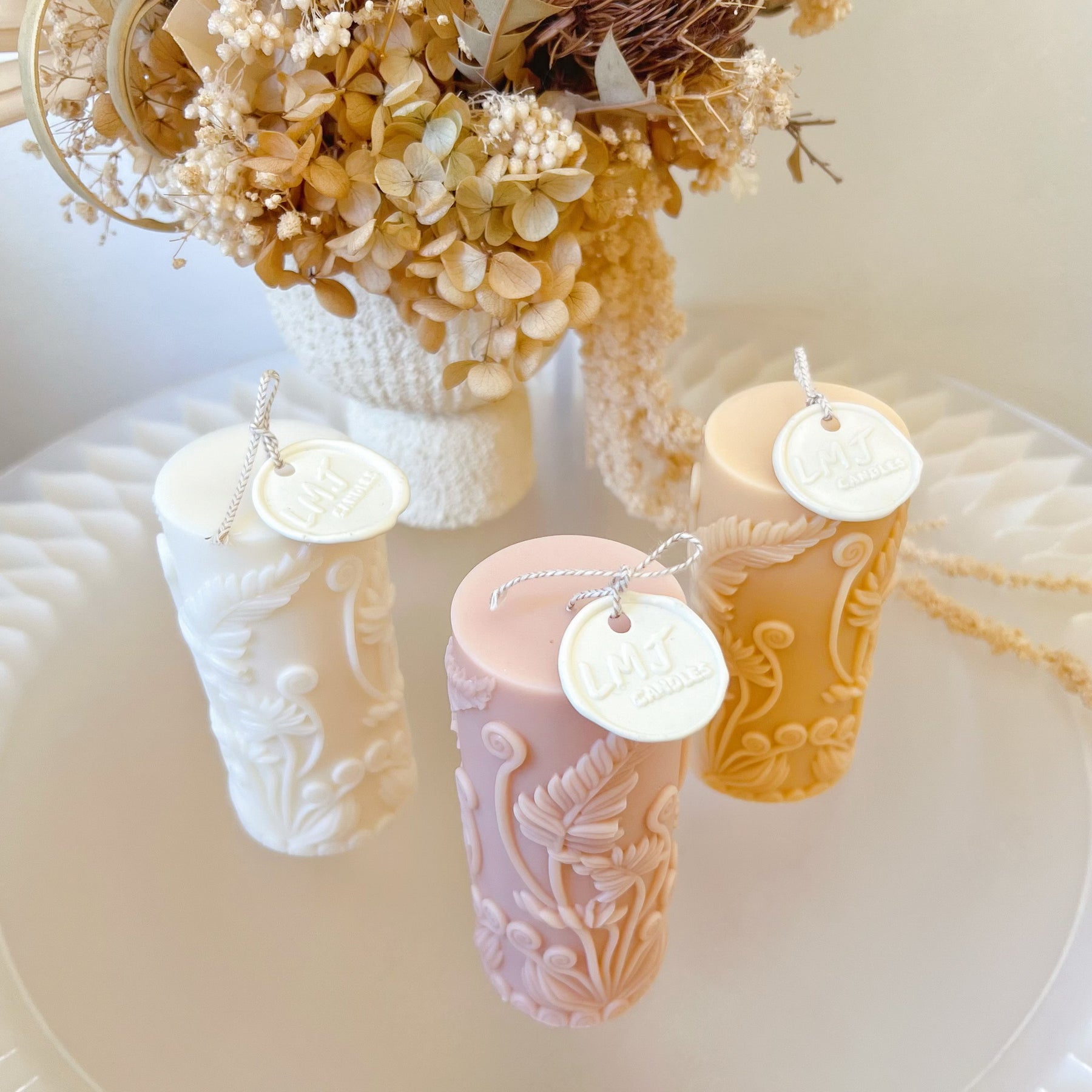 Fern Leaf Scented Soy Pillar Candle, Plant Lover’s Gift, LMJ Candles