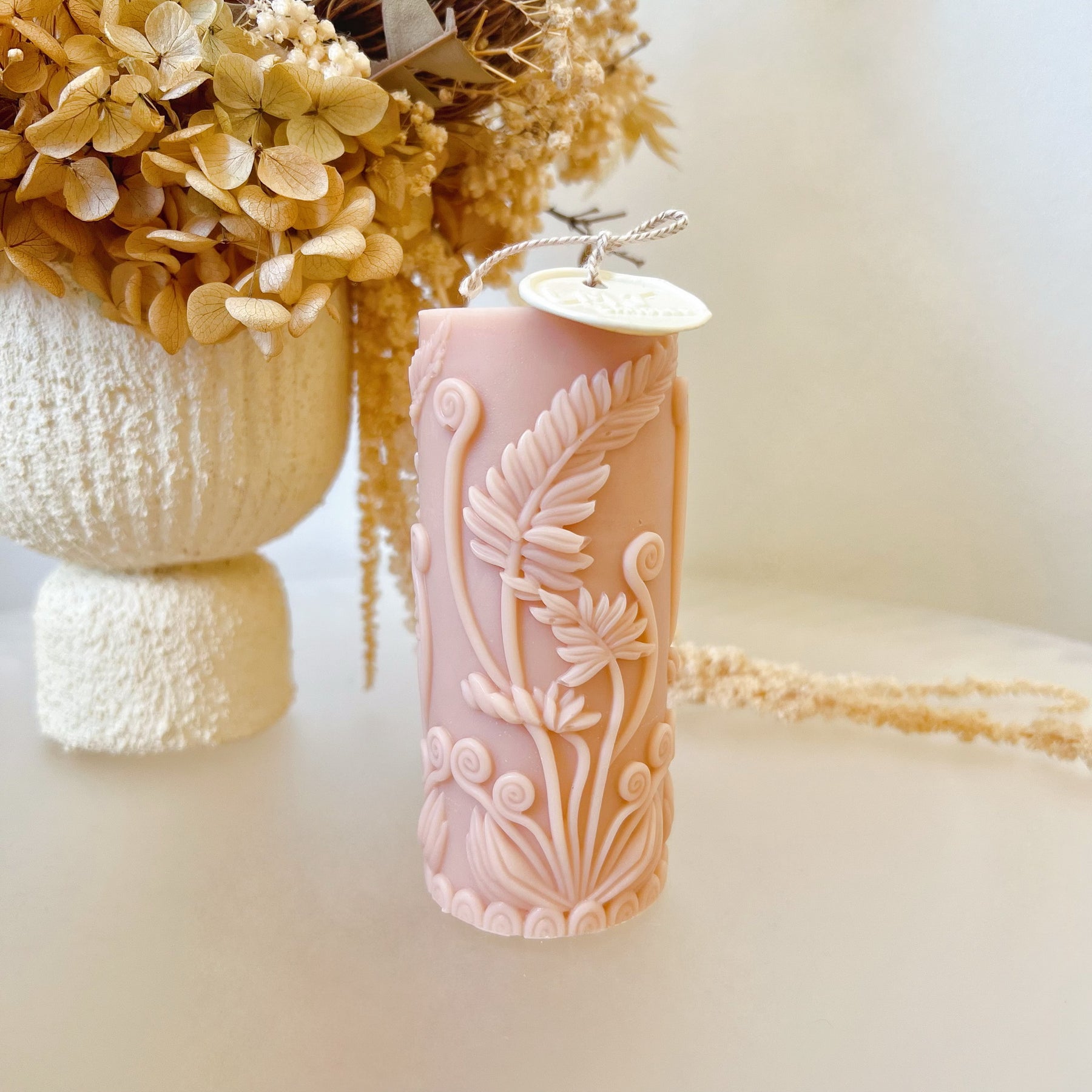 Fern Leaf Scented Soy Pillar Candle, Plant Lover’s Gift, LMJ Candles