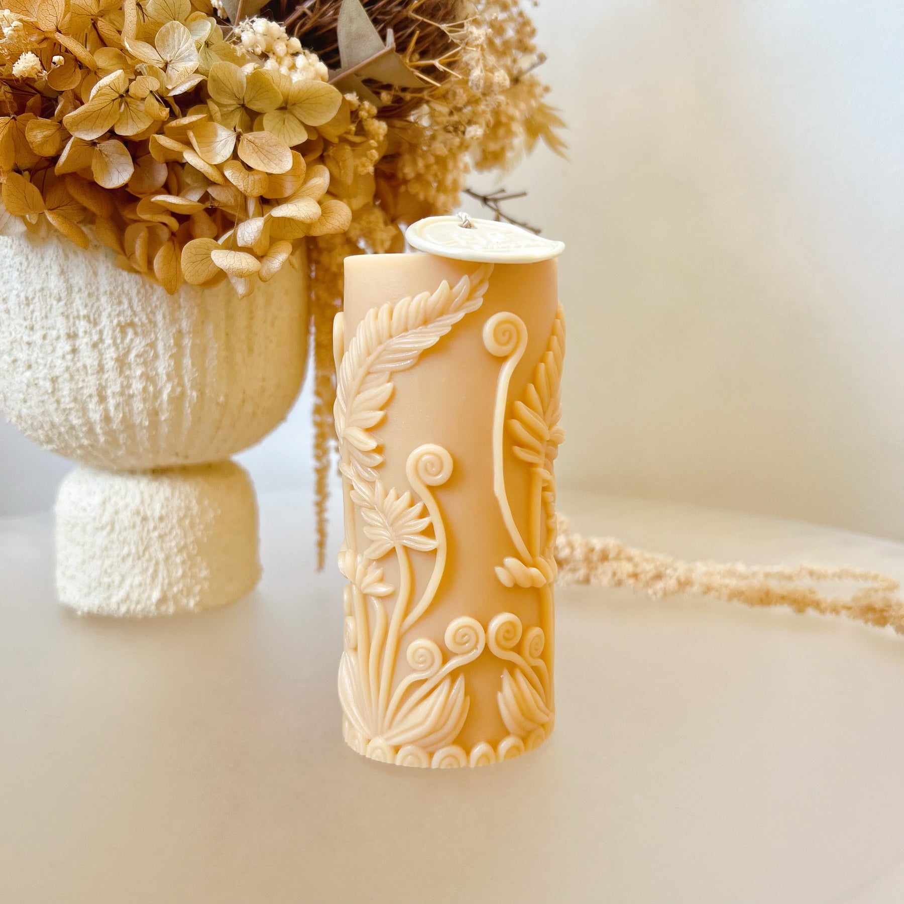 Fern Leaf Scented Soy Pillar Candle, Plant Lover’s Gift, LMJ Candles