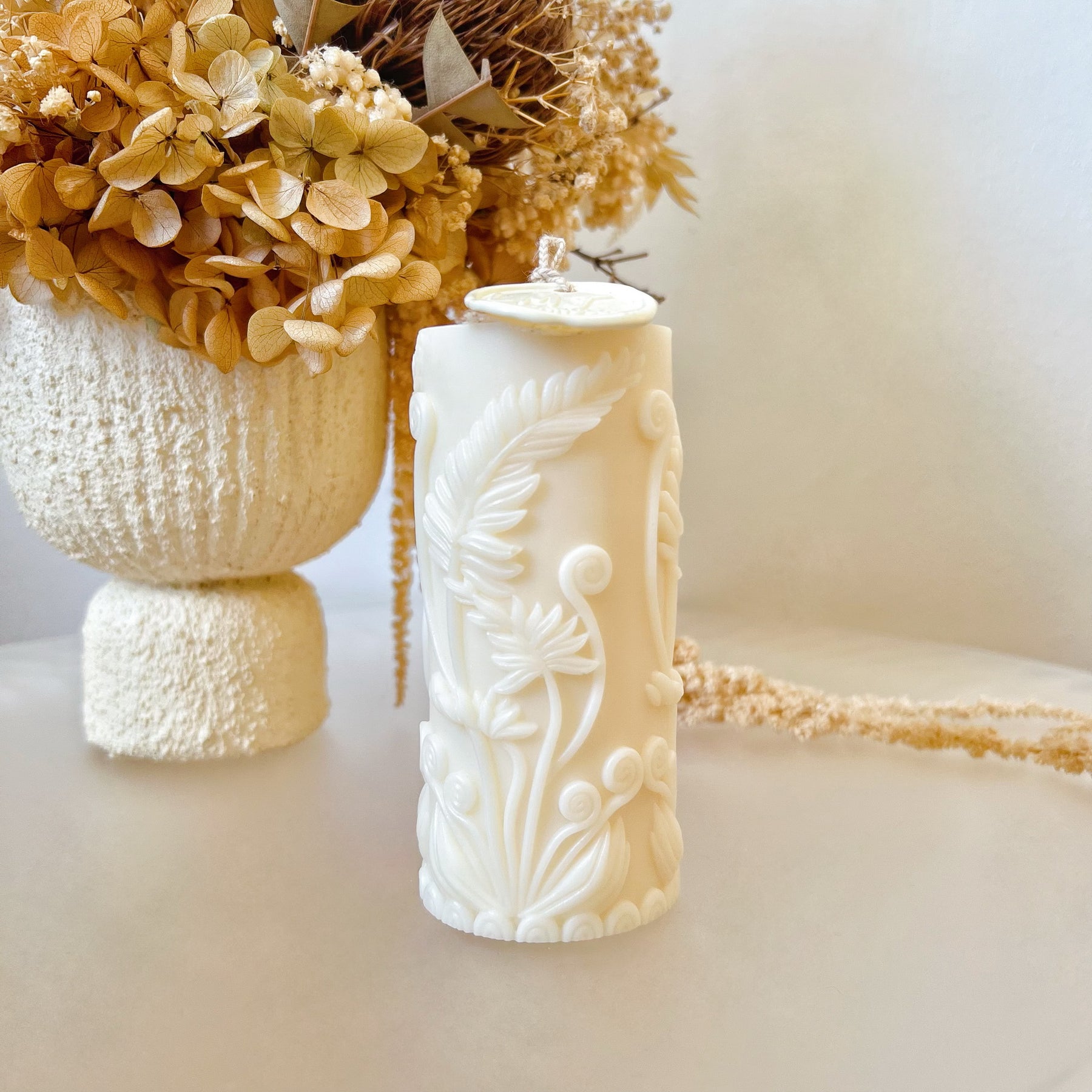 Fern Leaf Scented Soy Pillar Candle, Plant Lover’s Gift, LMJ Candles