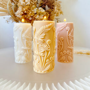 Fern Leaf Scented Soy Pillar Candle, Plant Lover’s Gift, LMJ Candles