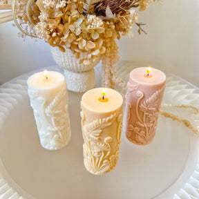 Fern Leaf Scented Soy Pillar Candle, Plant Lover’s Gift, LMJ Candles