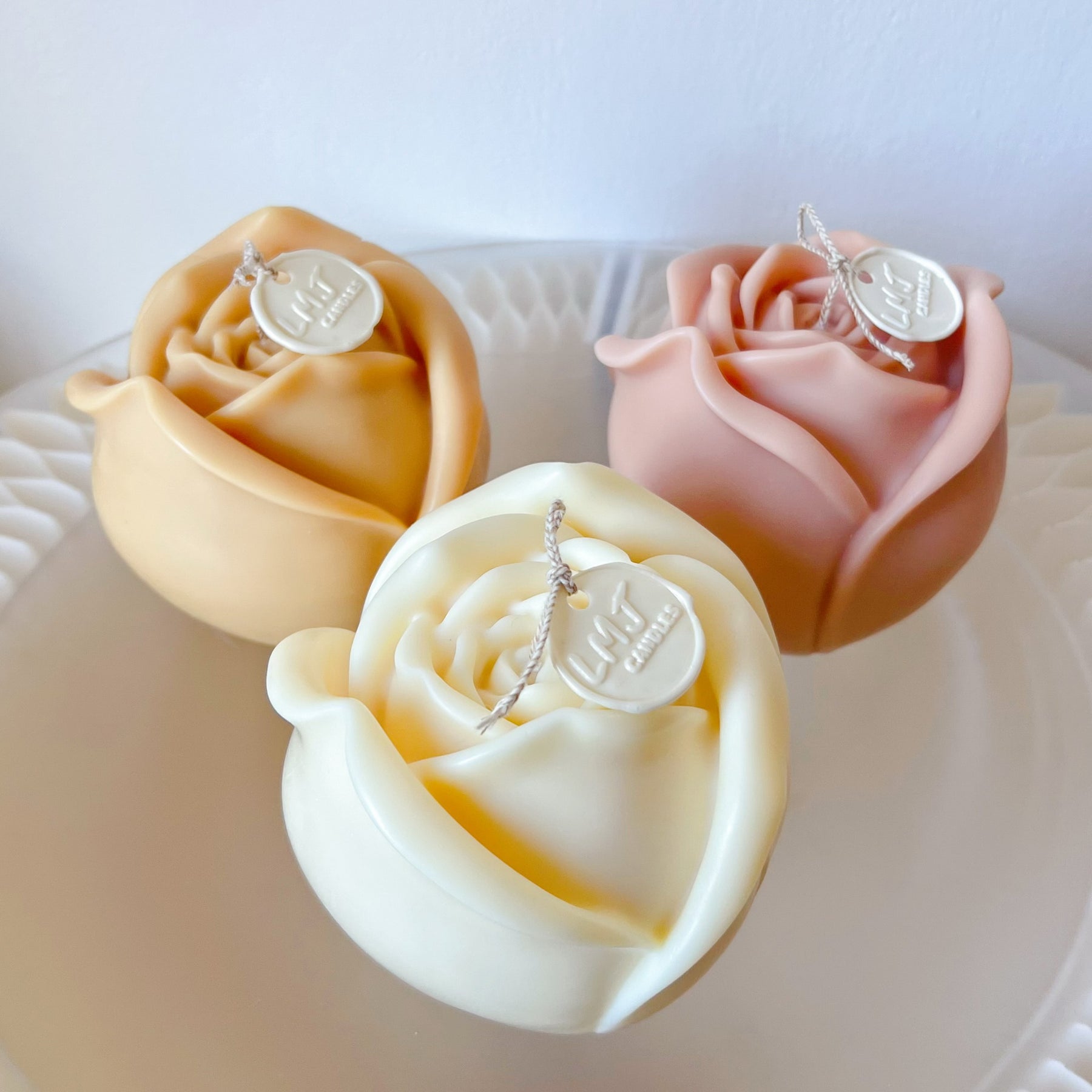 Large Rose Shaped Scented Soy Flower Candle - LMJ Candles