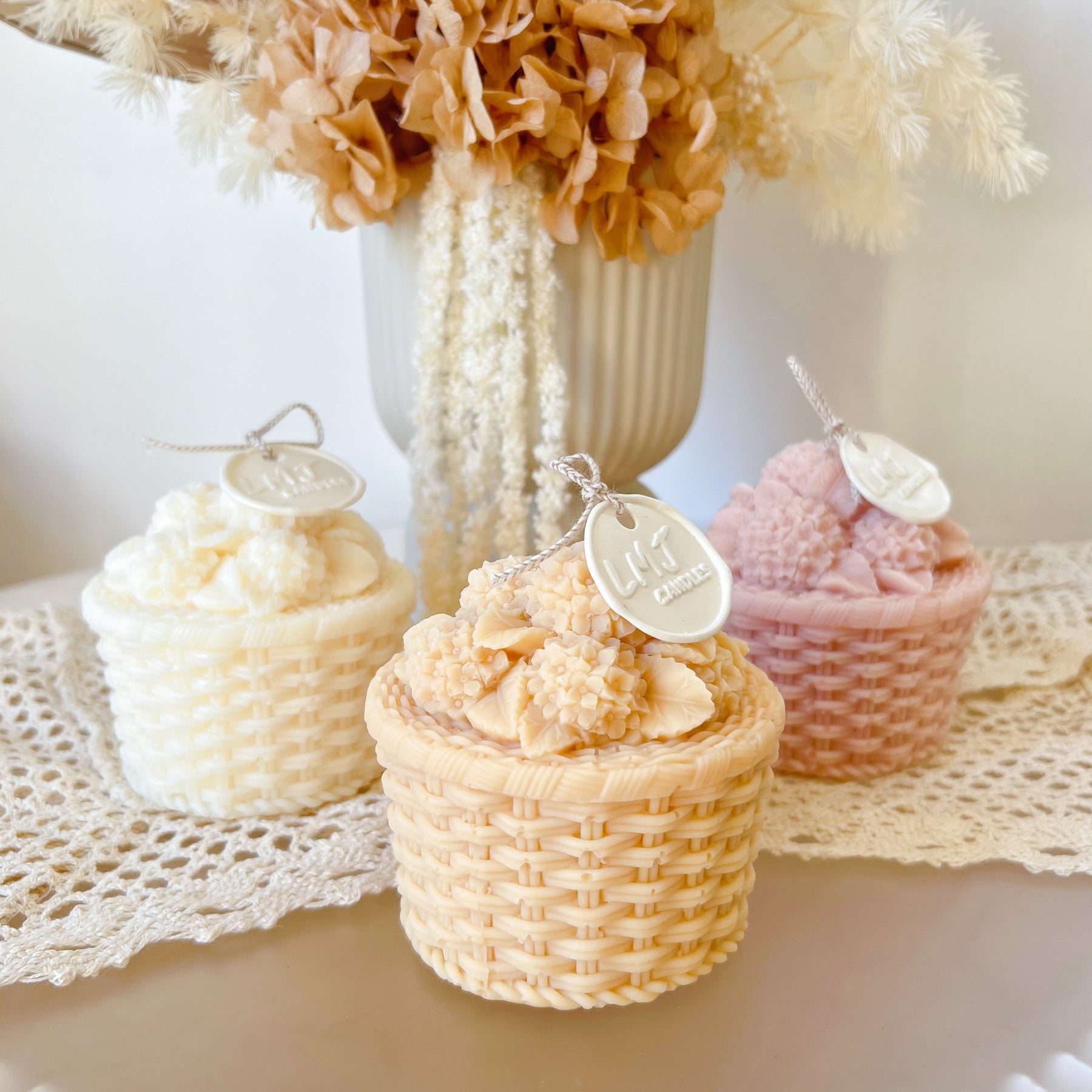 Hydrangea Basket Scented Soy Flower Candle - LMJ Candles