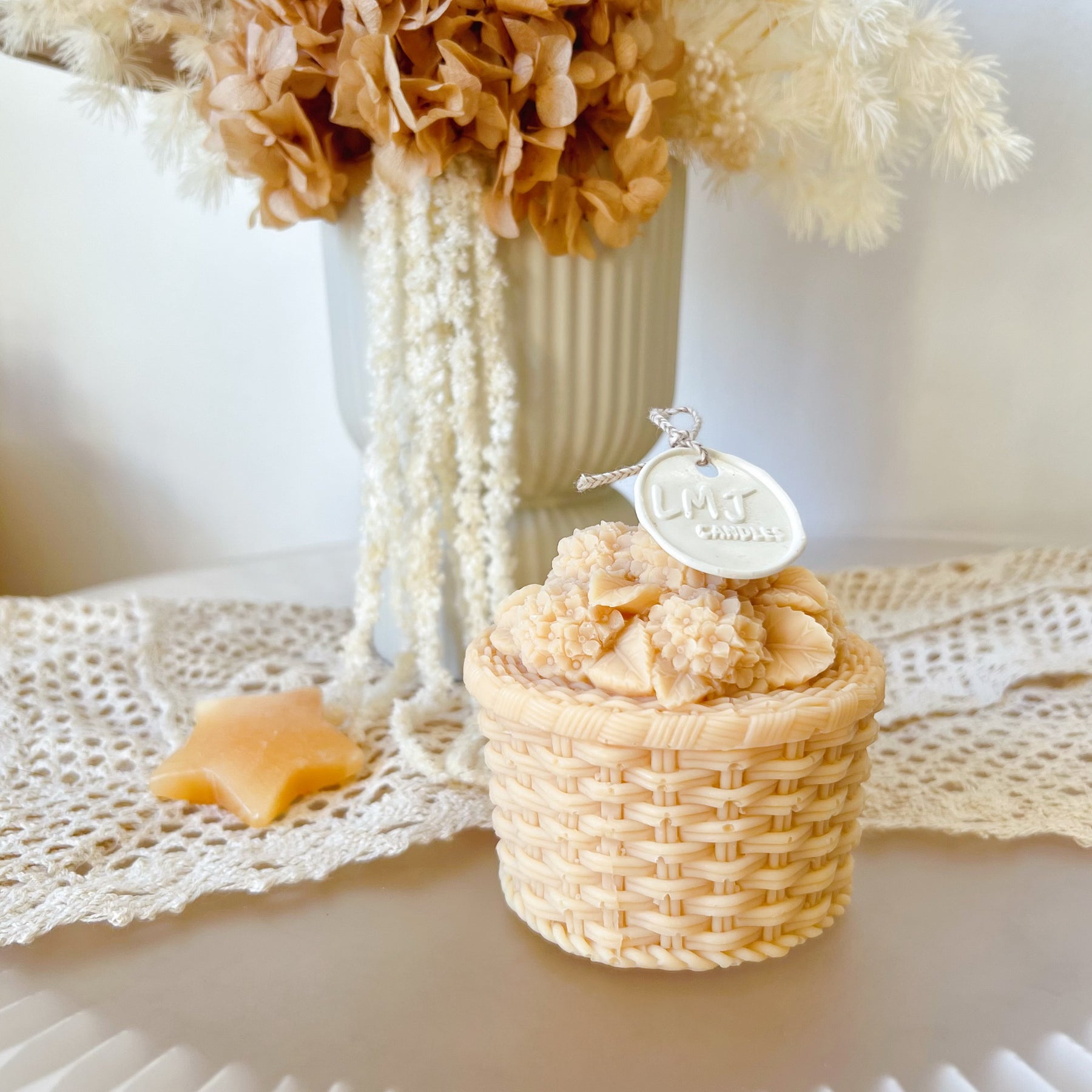 Hydrangea Basket Scented Soy Flower Candle - LMJ Candles