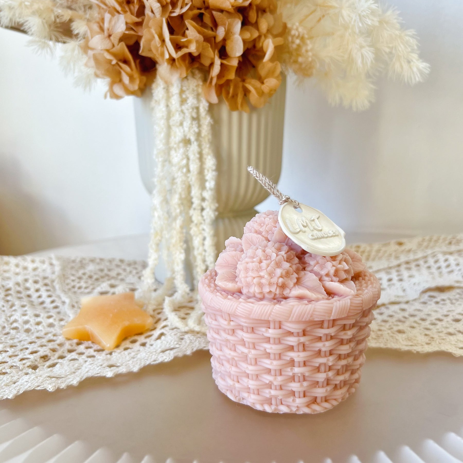 Hydrangea Basket Scented Soy Flower Candle - LMJ Candles