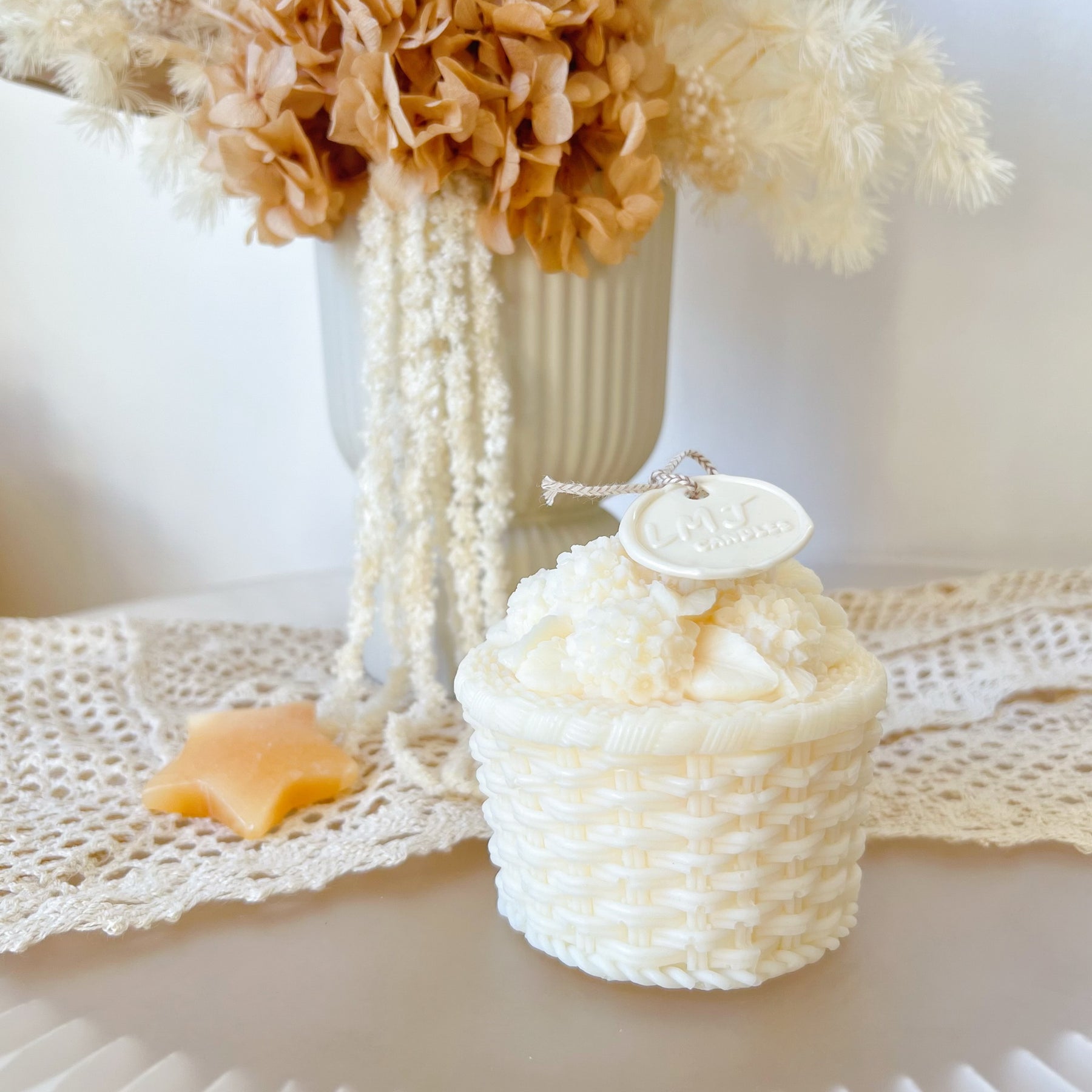 Hydrangea Basket Scented Soy Flower Candle - LMJ Candles