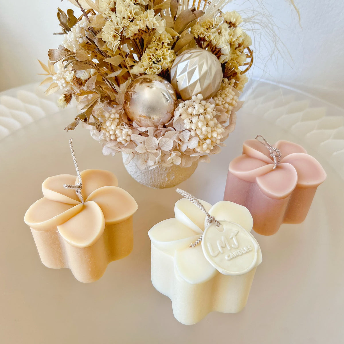 Frangipani Scented Soy Flower Candle - LMJ Candles