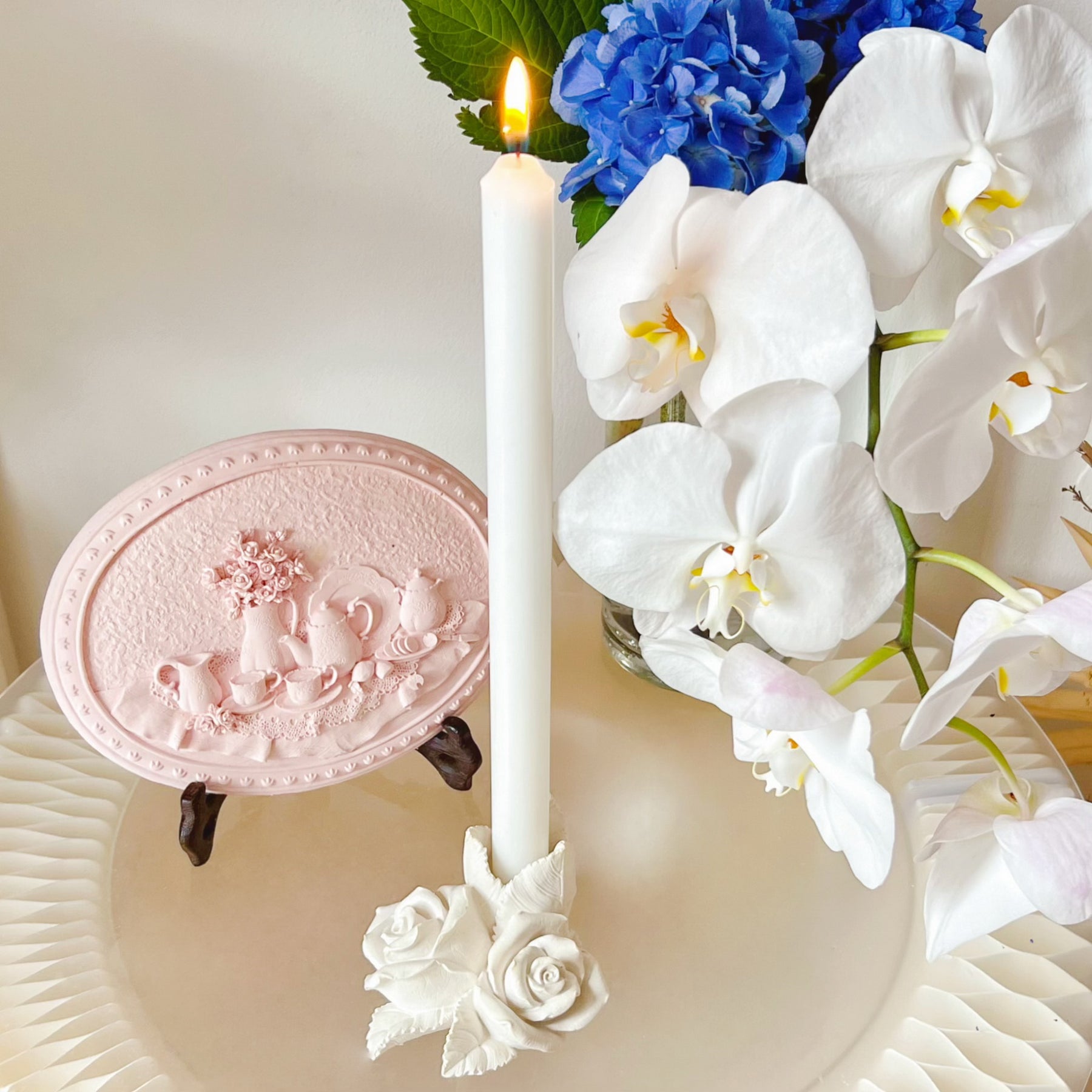 Afternoon Tea Scented Artwork, Rose & Tulip Flower Air Freshener, LMJ Candles