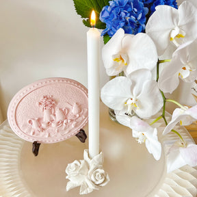 Handmade Rose Flower Taper Candle Holder - LMJ Candles