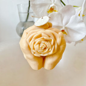 Rose Flower in Hands Scented Soy Candle - LMJ Candles