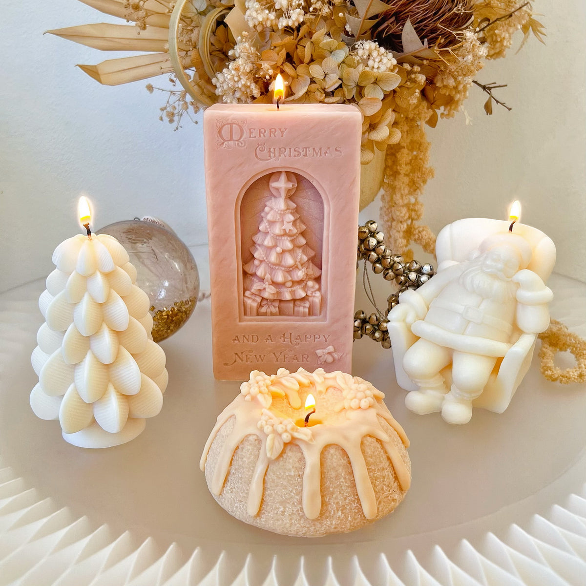 Set of 4 Festive Soy Candles, Christmas Décor & Gifts, LMJ Candles