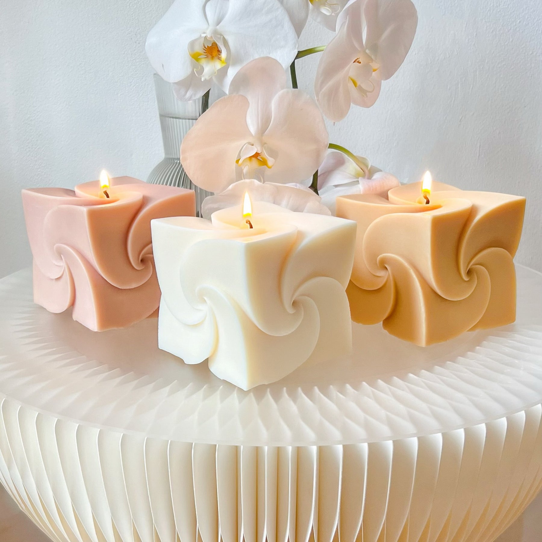 Spiral Square Scented Soy Candle, Home Décor - LMJ Candles