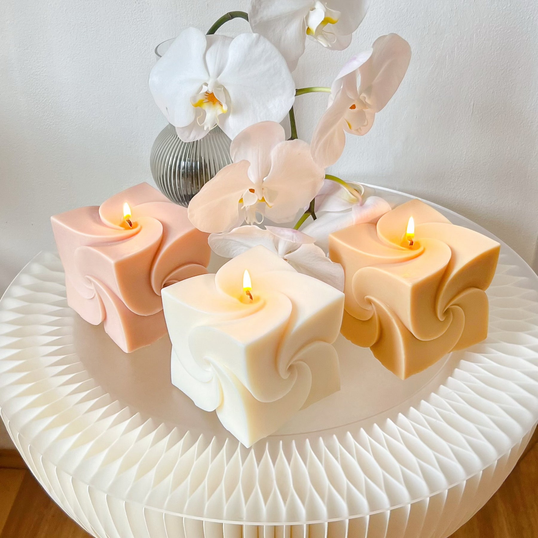 Spiral Square Scented Soy Candle, Home Décor - LMJ Candles