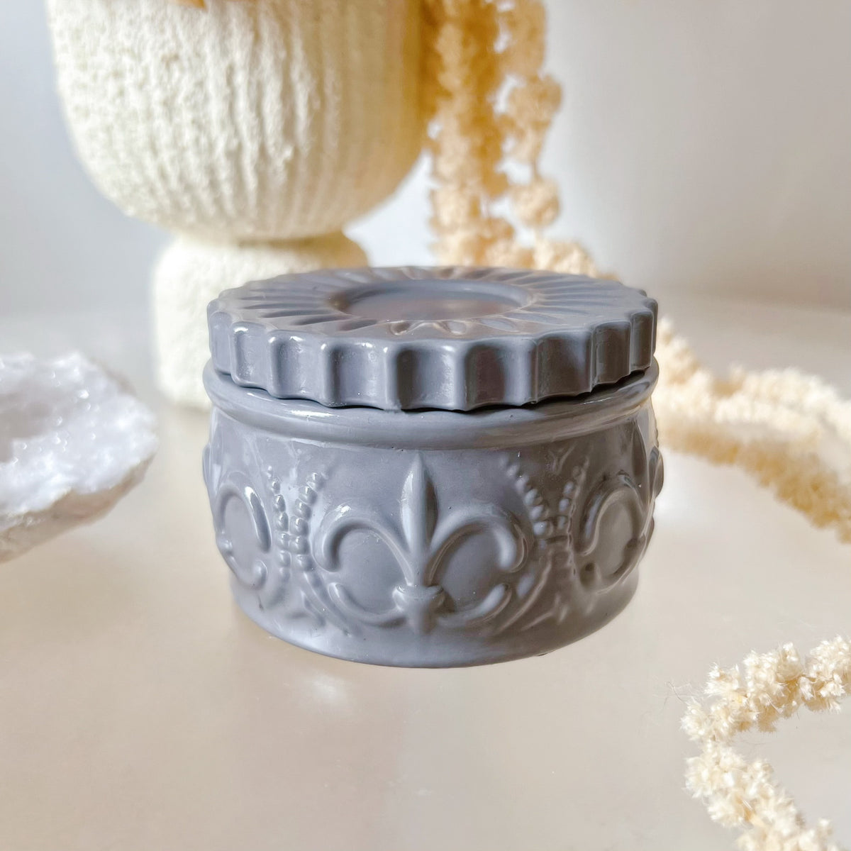 Handcrafted Retro Round Trinket Box - LMJ Candles