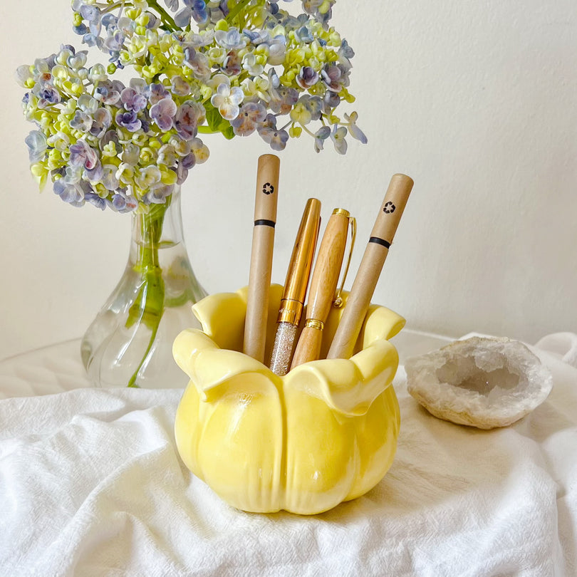 Tulip flower pen holder in yellow, Small Storage & Organisers, LMJ Candles