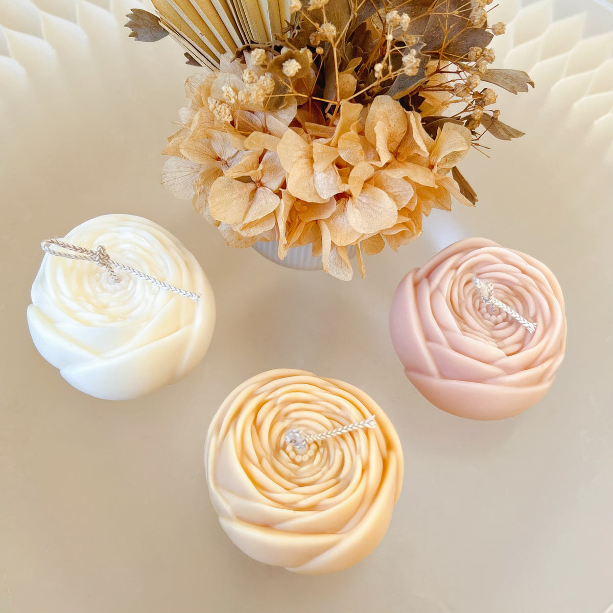 Ranunculus Bloom Scented Candle, Handmade Floral Candle, LMJ Candles