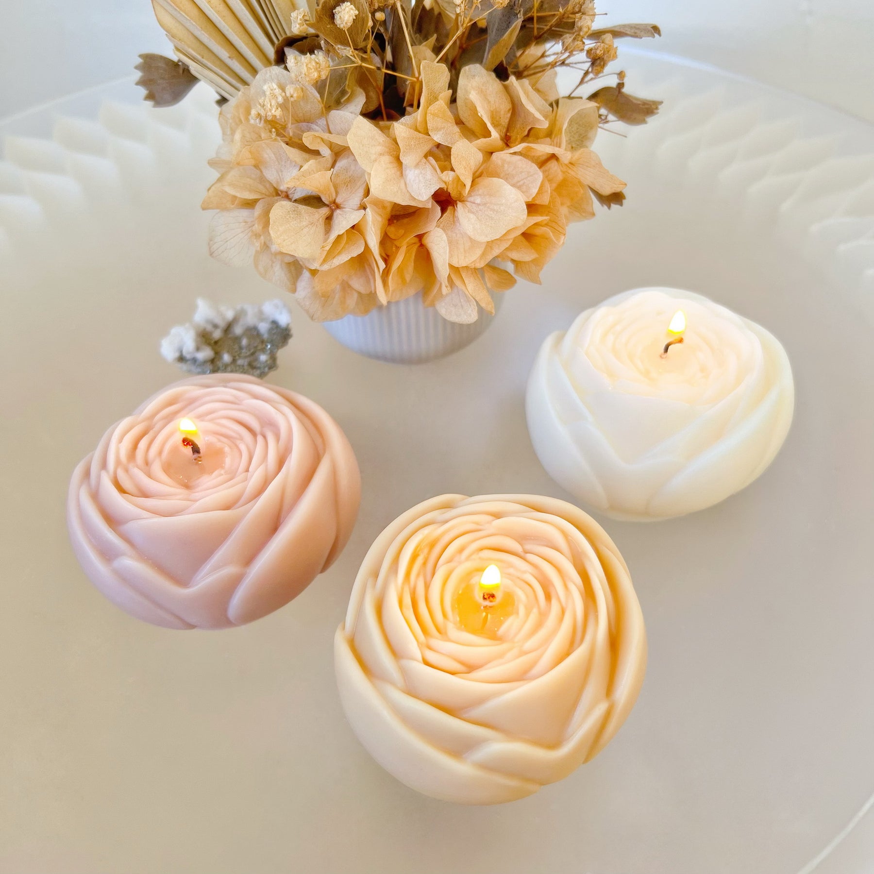 Ranunculus Bloom Scented Candle, Handmade Floral Candle, LMJ Candles