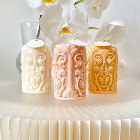 Retro Flower Scented Soy Pillar Candle, Home Décor, LMJ Candles