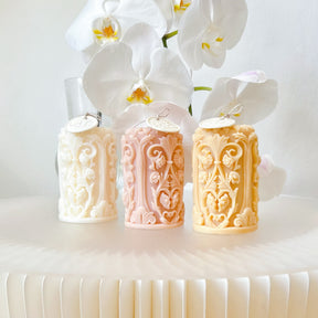 Retro Flower Scented Soy Pillar Candle, Home Décor, LMJ Candles