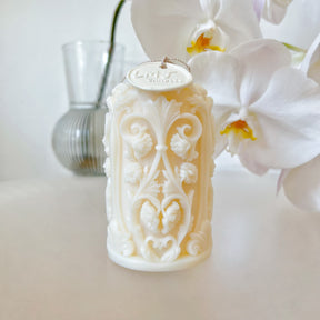 Retro Flower Scented Soy Pillar Candle, Home Décor, LMJ Candles