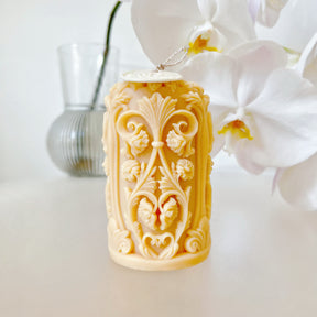 Retro Flower Scented Soy Pillar Candle, Home Décor, LMJ Candles