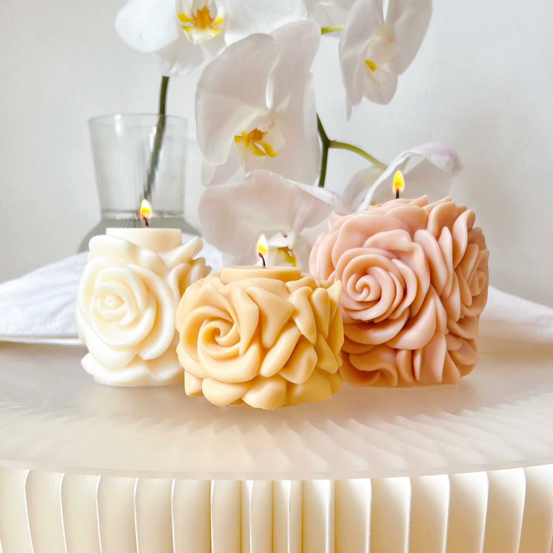 Rose Blossom Scented Soy Pillar Candle - LMJ Candle