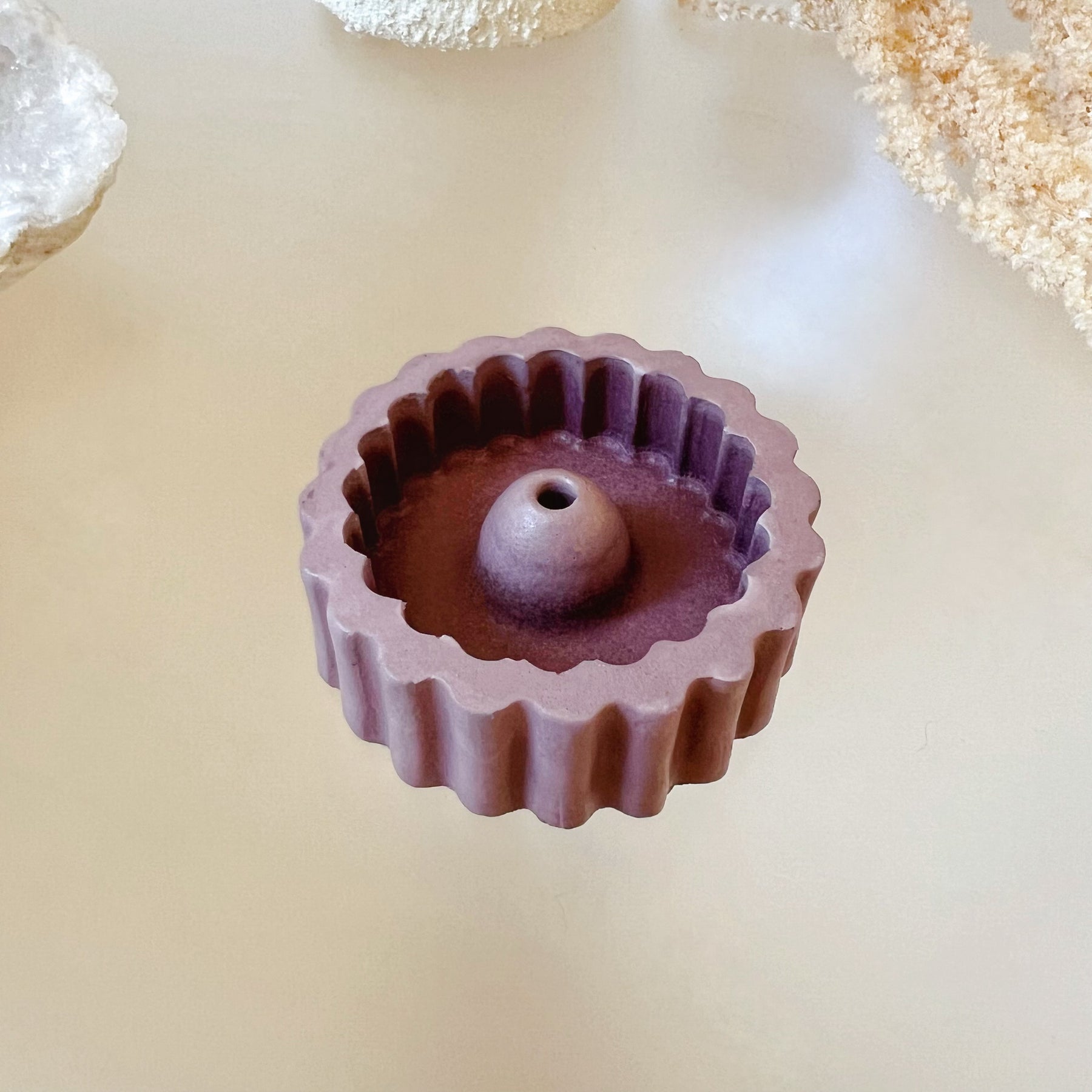 Handmade Small Ribbed Round Incense Holder - LMJ Candles