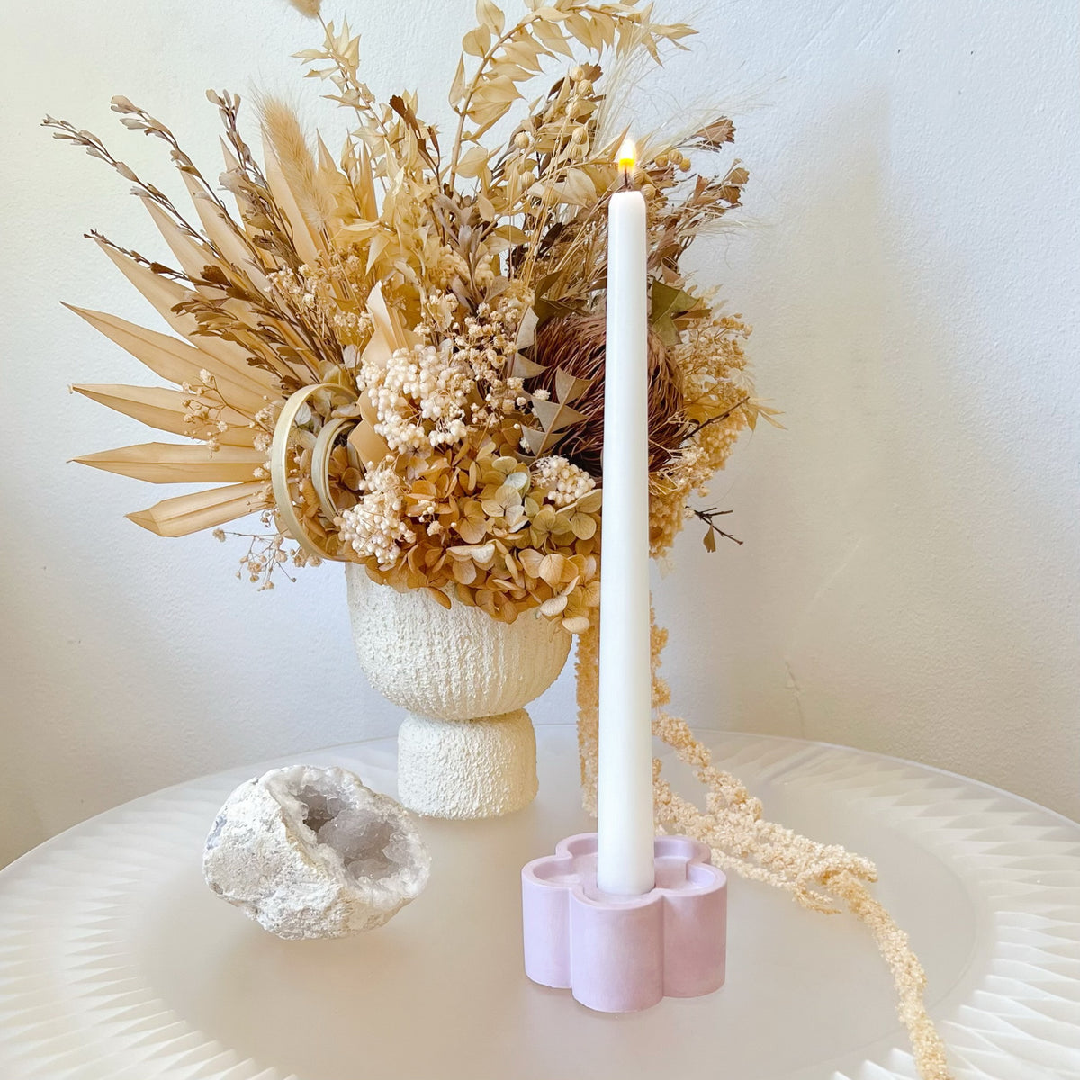 Handmade Cute Flower Taper Candle Holder - LMJ Candles