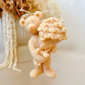 Rose Bouquet Teddy Bear Scented Soy Candle - LMJ Candles