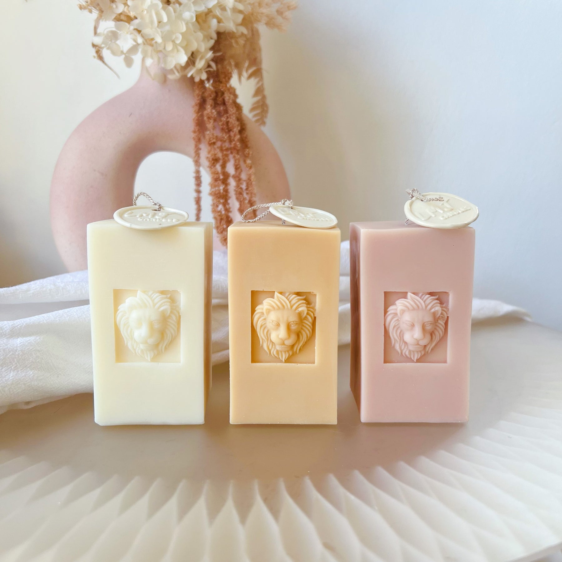 Lion Scented Soy Pillar Candle, Housewarming Gifts, LMJ Candles