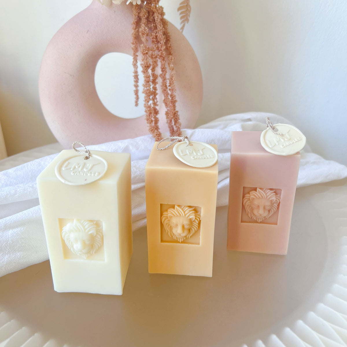 Lion Scented Soy Pillar Candle, Housewarming Gifts, LMJ Candles