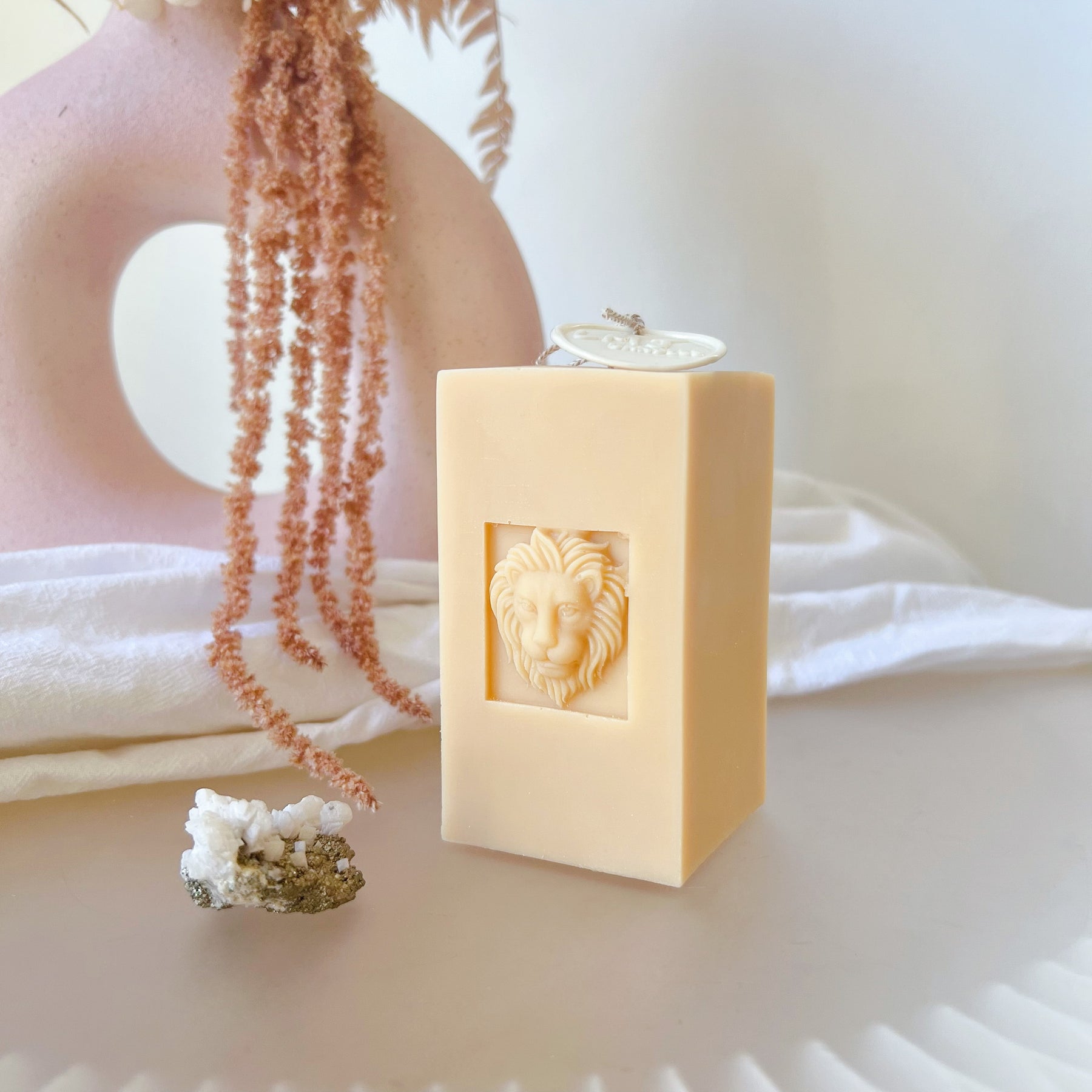 Lion Scented Soy Pillar Candle, Housewarming Gifts, LMJ Candles