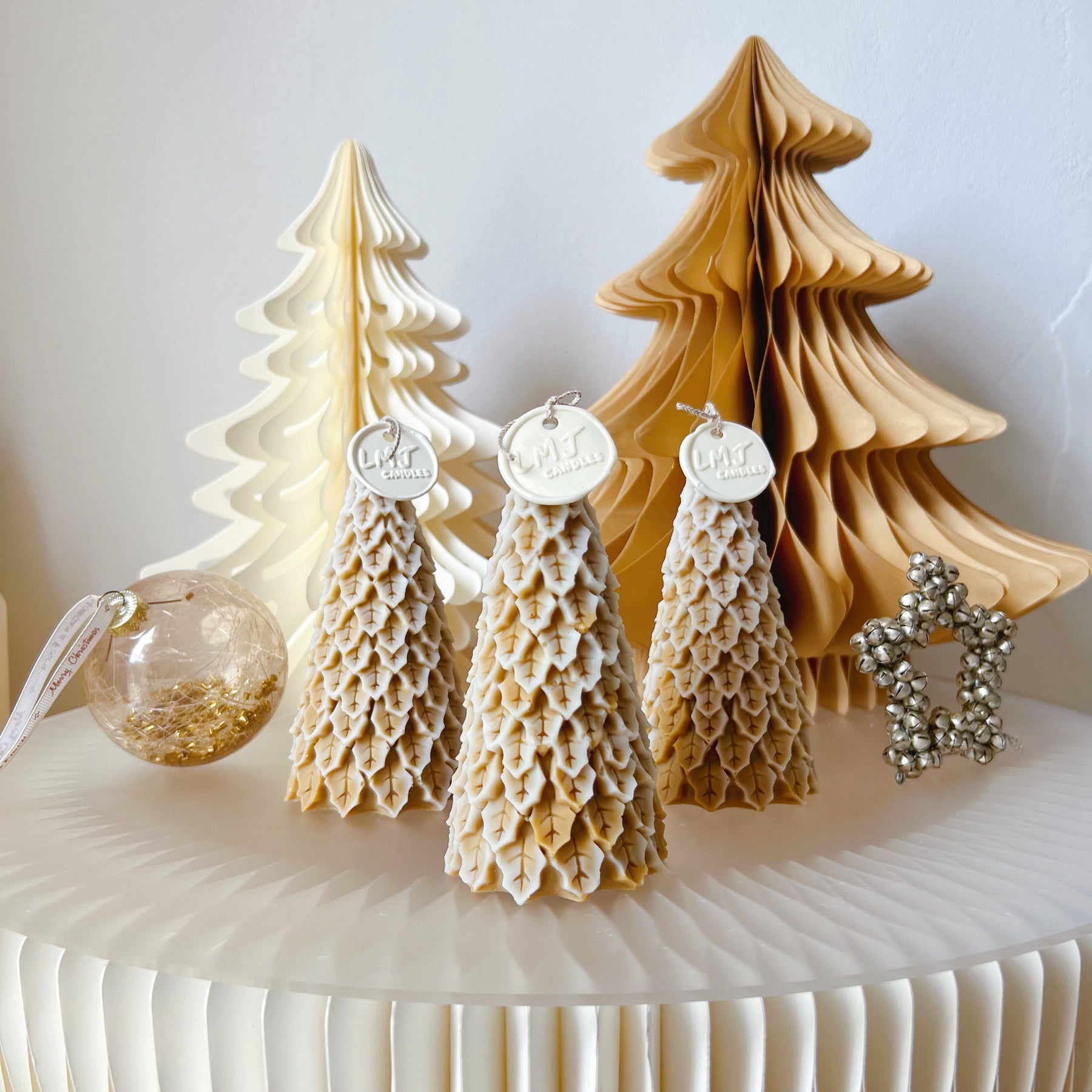 Snowy Christmas Tree Candle - Handmade Xmas Décor - LMJ Candles