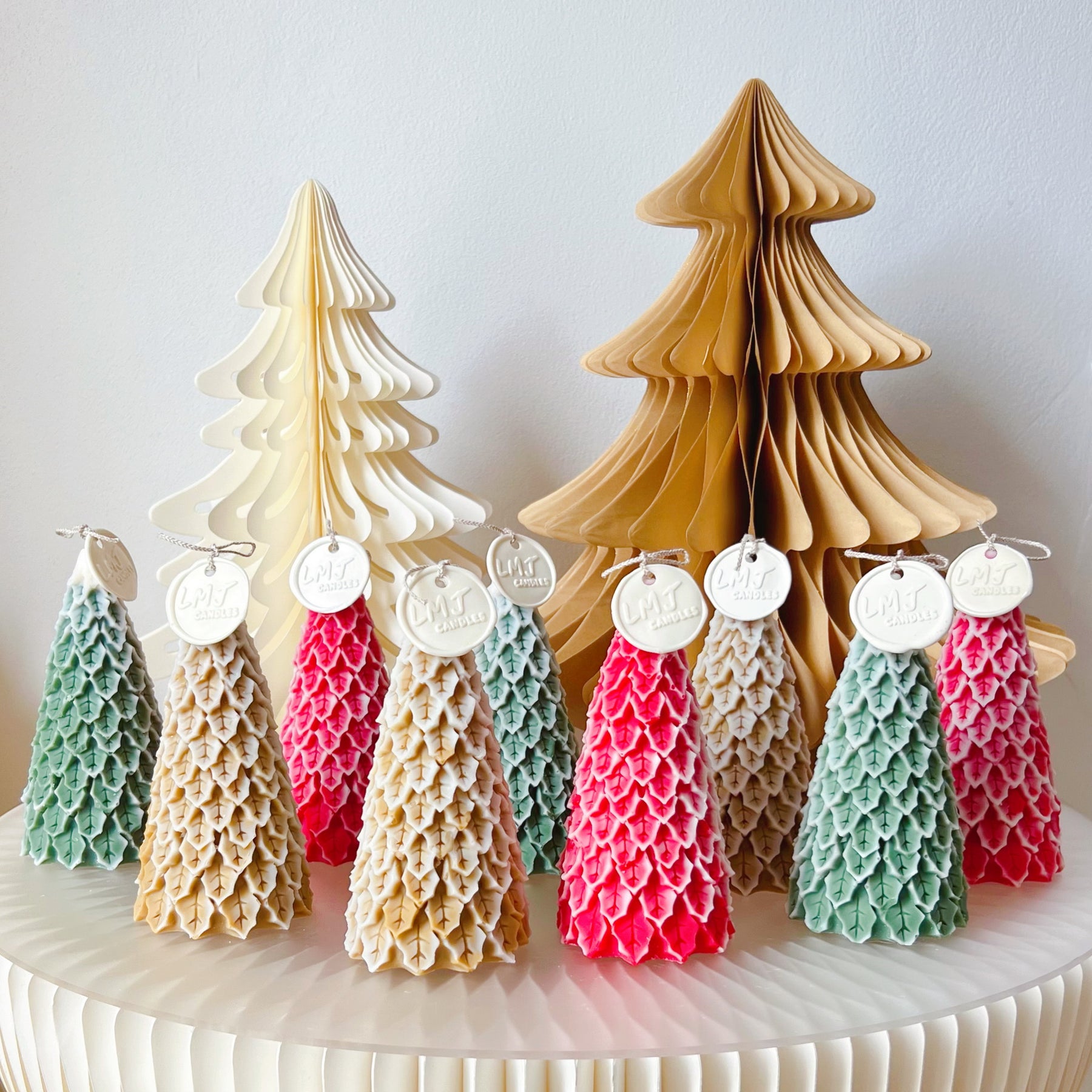 Snowy Christmas Tree Candle - Handmade Xmas Décor - LMJ Candles