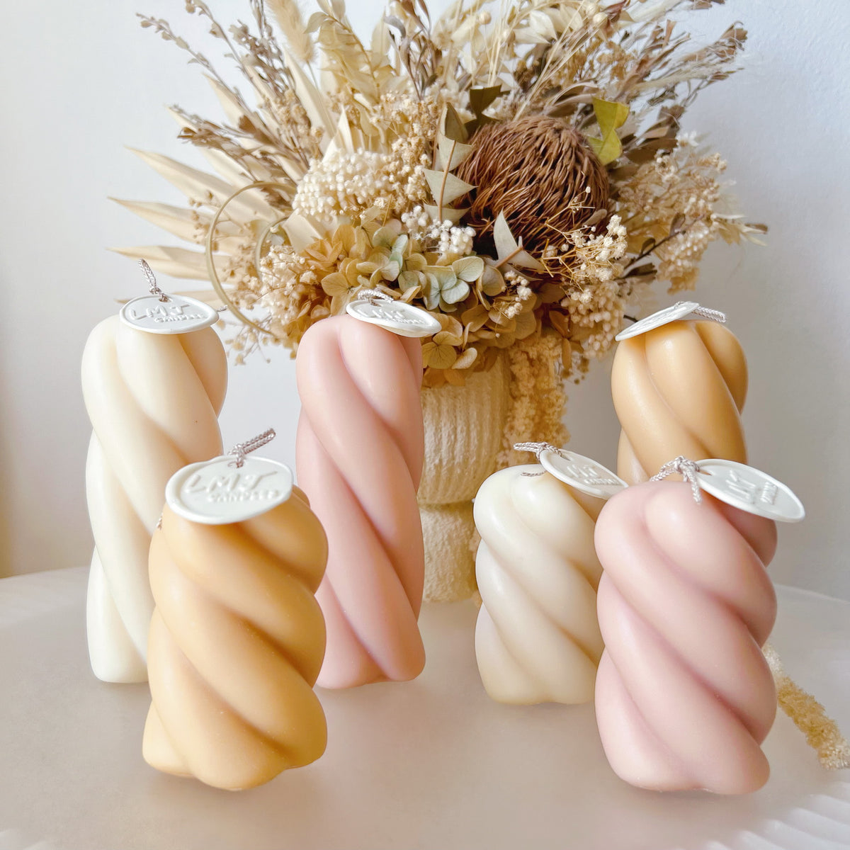 Twisted Pillar Candle, Luxurious Soy Candle Set - LMJ Candles