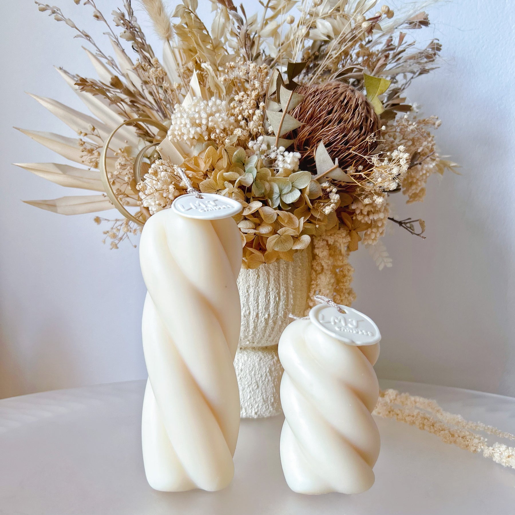 Twisted Pillar Candle, Luxurious Soy Candle Set - LMJ Candles