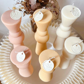 Ribbed Conical Scented Soy Pillar Candle Set - LMJ Candles