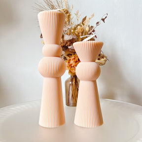 Ribbed Conical Scented Soy Pillar Candle Set - LMJ Candles