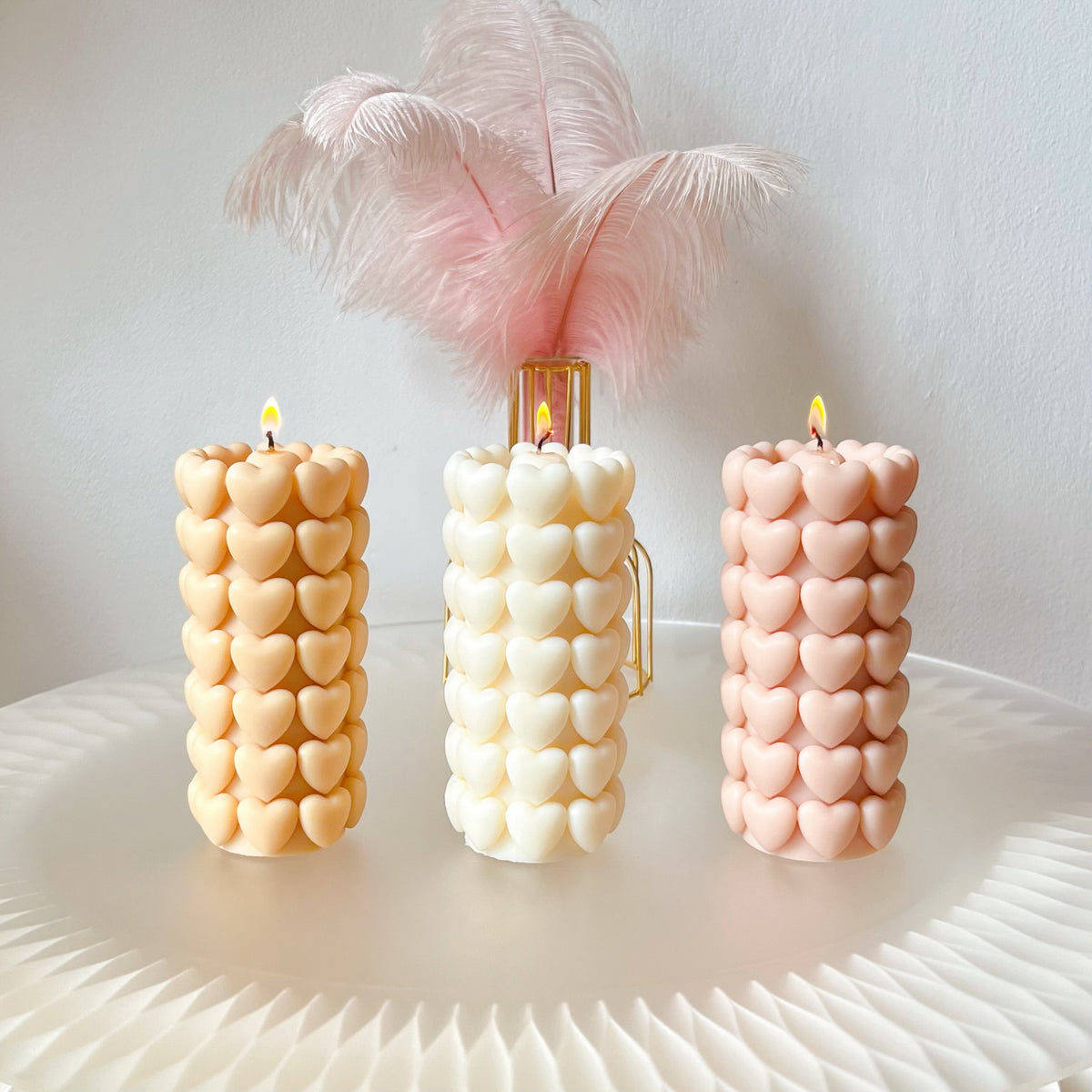 Heart Bubble Scented Soy Statement Pillar Candle - LMJ Candles