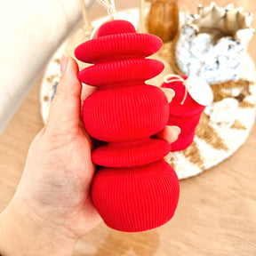 Ribbed Double Happiness Candles for Chinese Wedding, LMJ Candles