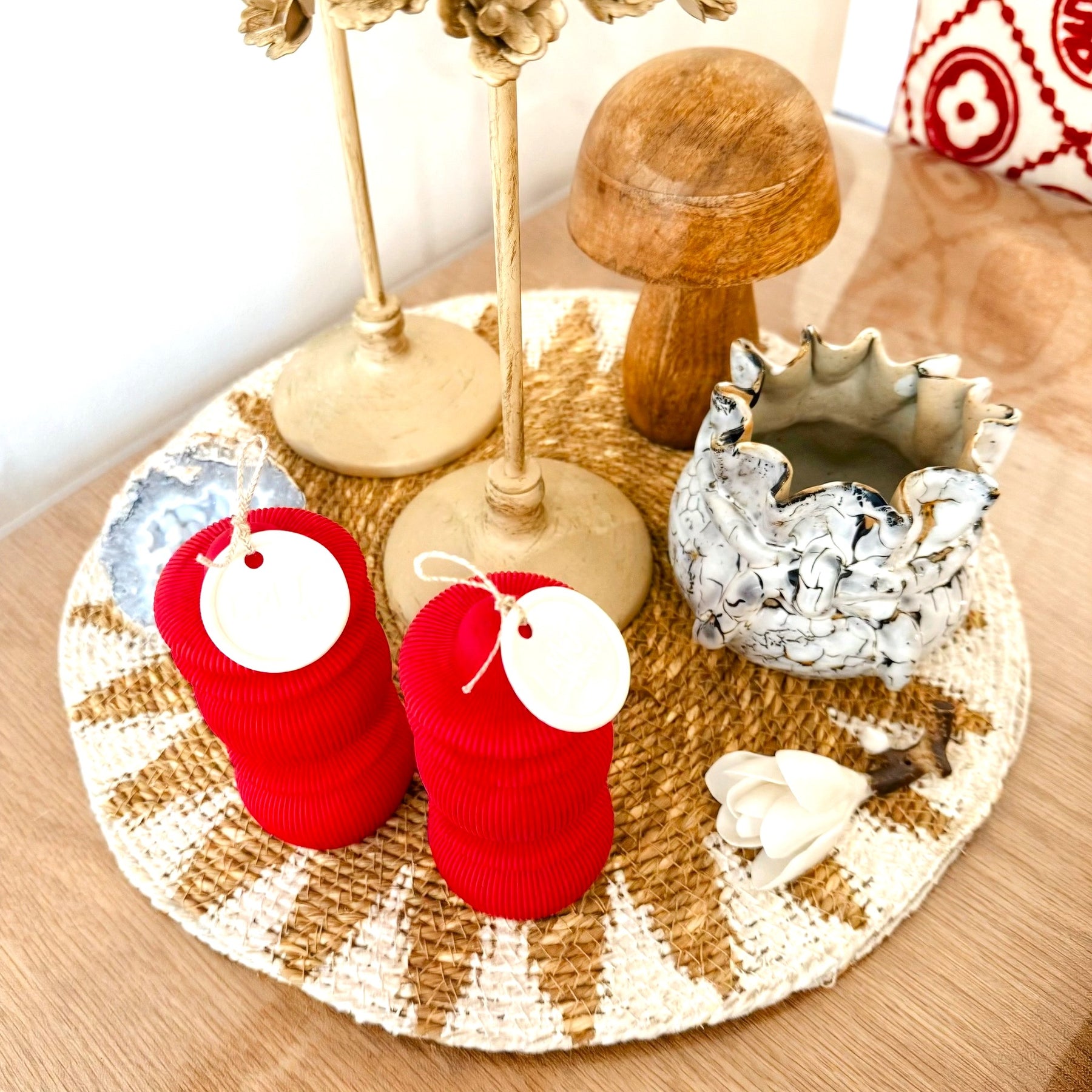 Ribbed Double Happiness Candles for Chinese Wedding, LMJ Candles